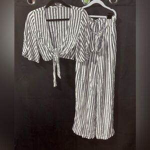 American Eagle Outfitters Black and White Striped Set